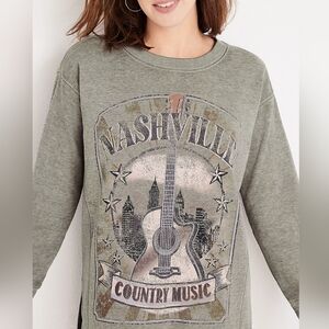 Maurice Willowsoft Nashville Music Fleece Lightweight  Sweatshirt. Size Medium